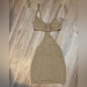 Beige Botany knit  cut out dress.